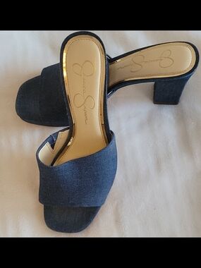 Jessica Simpson Denim Slide Mule Heels - Navy. Size US9. NWOT.